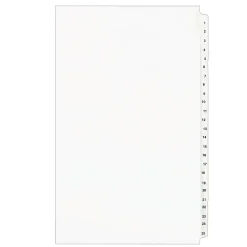 Avery Legal Pre-Printed Paper Divider Collated Set, 1-25 Tabs, White, Avery Style, Legal Size (01430)