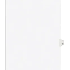 Avery Legal Pre-Printed Paper Dividers, Side Tab #16, White, Avery Style, Letter Size, 25/Pack (01016)