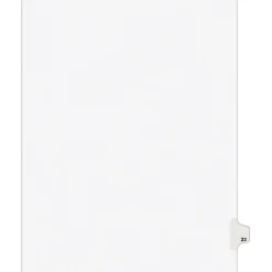 Avery Legal Pre-Printed Paper Dividers, Side Tab #23, White, Avery Style, Letter Size, 25/Pack (01023)
