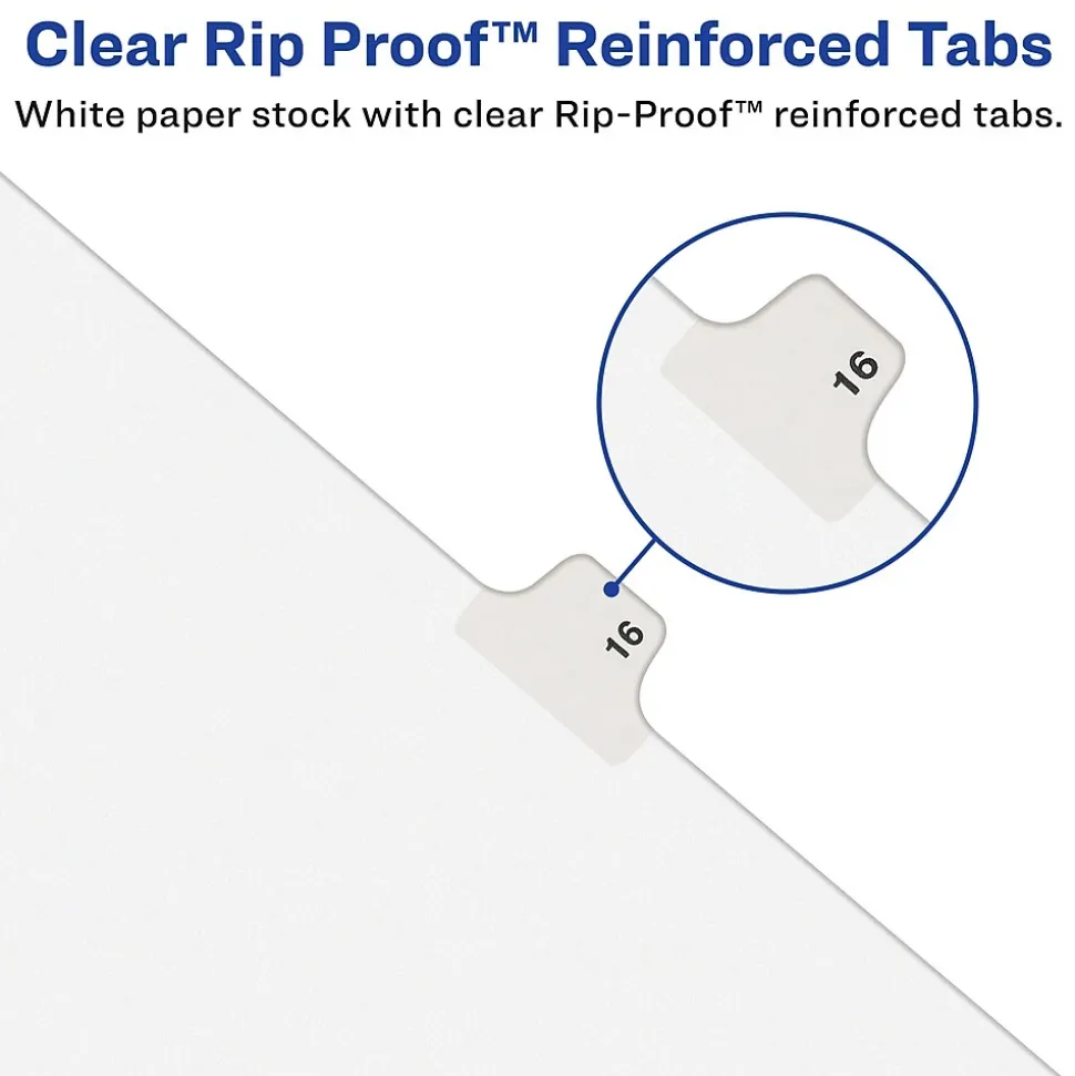 Avery Legal Pre-Printed Paper Dividers, Side Tab #34, White, Avery Style, Letter Size, 25/Pack (01034)