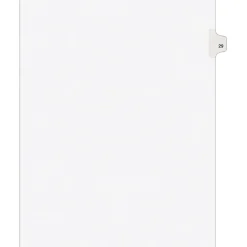 Avery Legal Pre-Printed Paper Dividers, Side Tab #29, White, Avery Style, Letter Size, 25/Pack (01029)