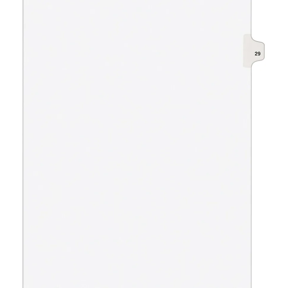 Avery Legal Pre-Printed Paper Dividers, Side Tab #29, White, Avery Style, Letter Size, 25/Pack (01029)