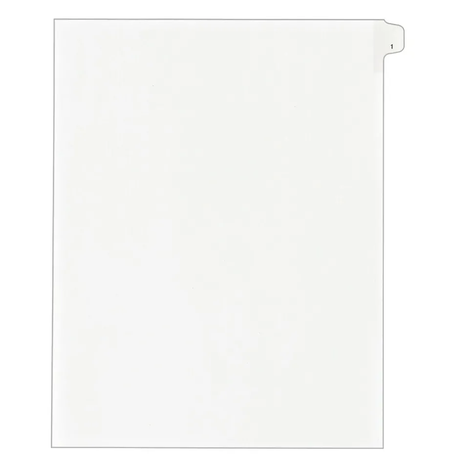Avery Legal Pre-Printed Paper Dividers, Side Tab #1, White, Allstate Style, Letter Size, 25/Pack (82199)