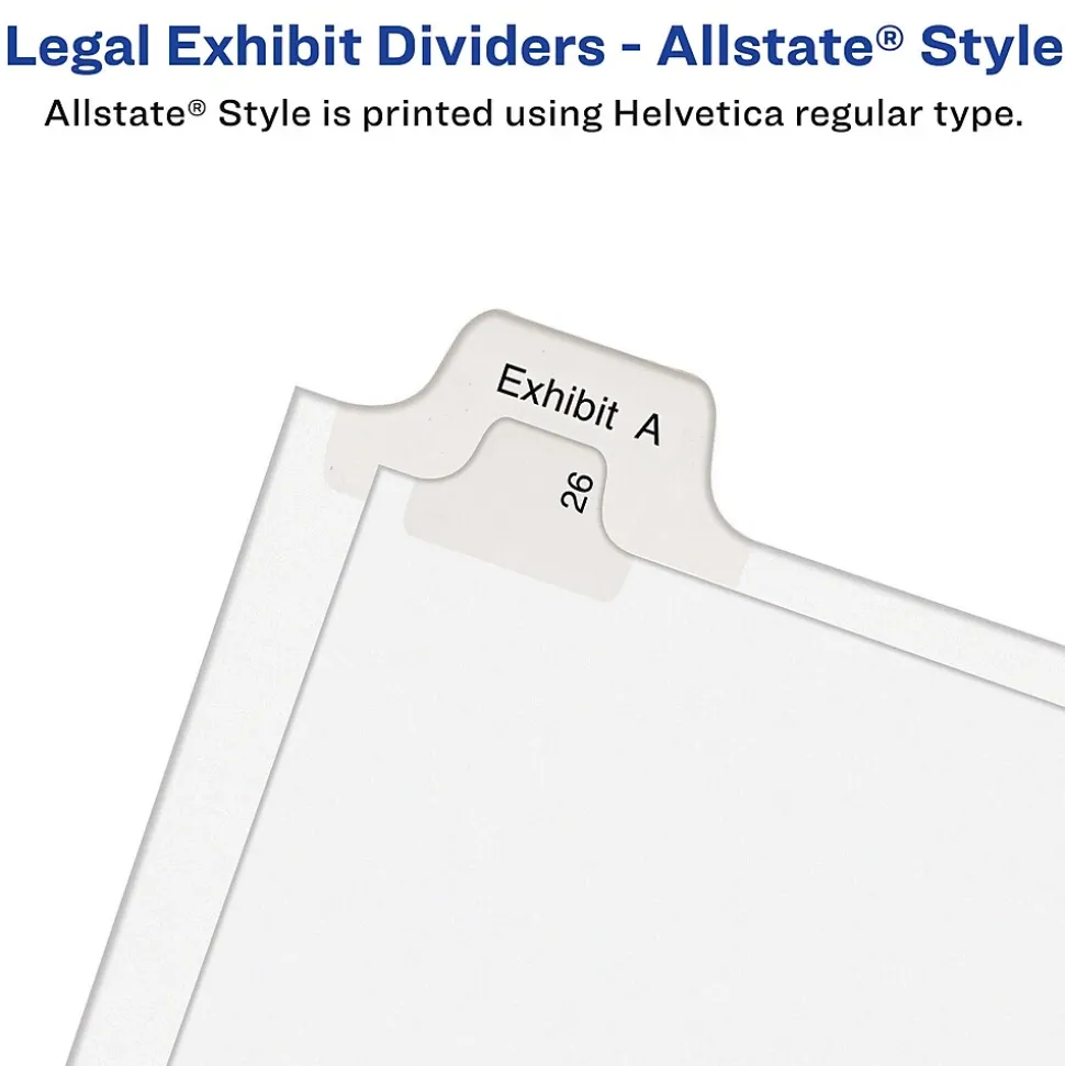 Avery Legal Pre-Printed Paper Dividers, Side Tab #1, White, Allstate Style, Letter Size, 25/Pack (82199)