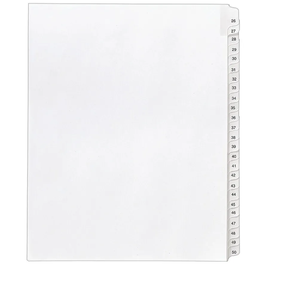 Avery Legal Pre-Printed Paper Divider Collated Set, 26-50 Tabs, White, Allstate Style, Letter Size (01702)