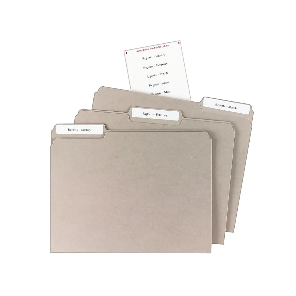 Avery Mini-Sheets Laser/Inkjet File Folder Labels, 2/3" x 3-7/16", White, 300 Labels/Pack (2181)