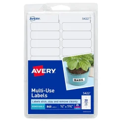 Avery Multi-Use Laser/Inkjet Identification & Color Coding Label, 1 3/4" x 1 3/4", White, 840 Labels/Pack (5422)