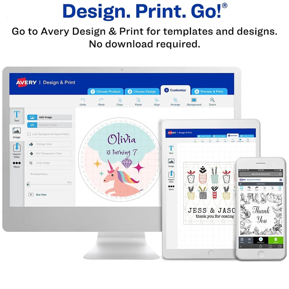 Avery Multi-Use Laser/Inkjet Identification & Color Coding Label, 1 3/4" x 1 3/4", White, 840 Labels/Pack (5422)