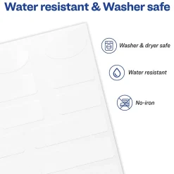 Avery No-Iron Fabric Labels, Assorted Shapes and Sizes, White, Non-Printable, 45 Labels/Pack (40700)