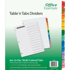 Avery Office Essentials Table 'n Tabs Pre-Printed Monthly Paper Divider, Jan-Dec Tabs, Multicolor, 1 Set (AVE11679)