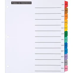 Avery Office Essentials Table 'n Tabs Pre-Printed Monthly Paper Divider, Jan-Dec Tabs, Multicolor, 1 Set (AVE11679)