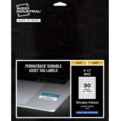 Avery PermaTrack Durable Laser Asset Tag Labels, 3/4" x 2", White, 240 Asset Tags/Pack (61526)