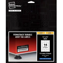 Avery PermaTrack Durable Laser Asset Tag Labels, 1-1/4" x 2-3/4", Matte White, 112 Asset Tags/Pack (61529)