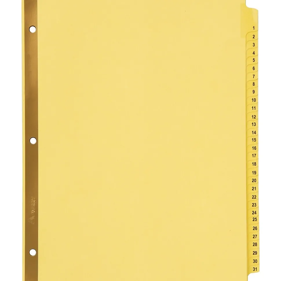 Avery Pre-Printed Paper Dividers with Laminated Tabs, 1-31 Tabs, Buff, Gold Reinforced (11308)