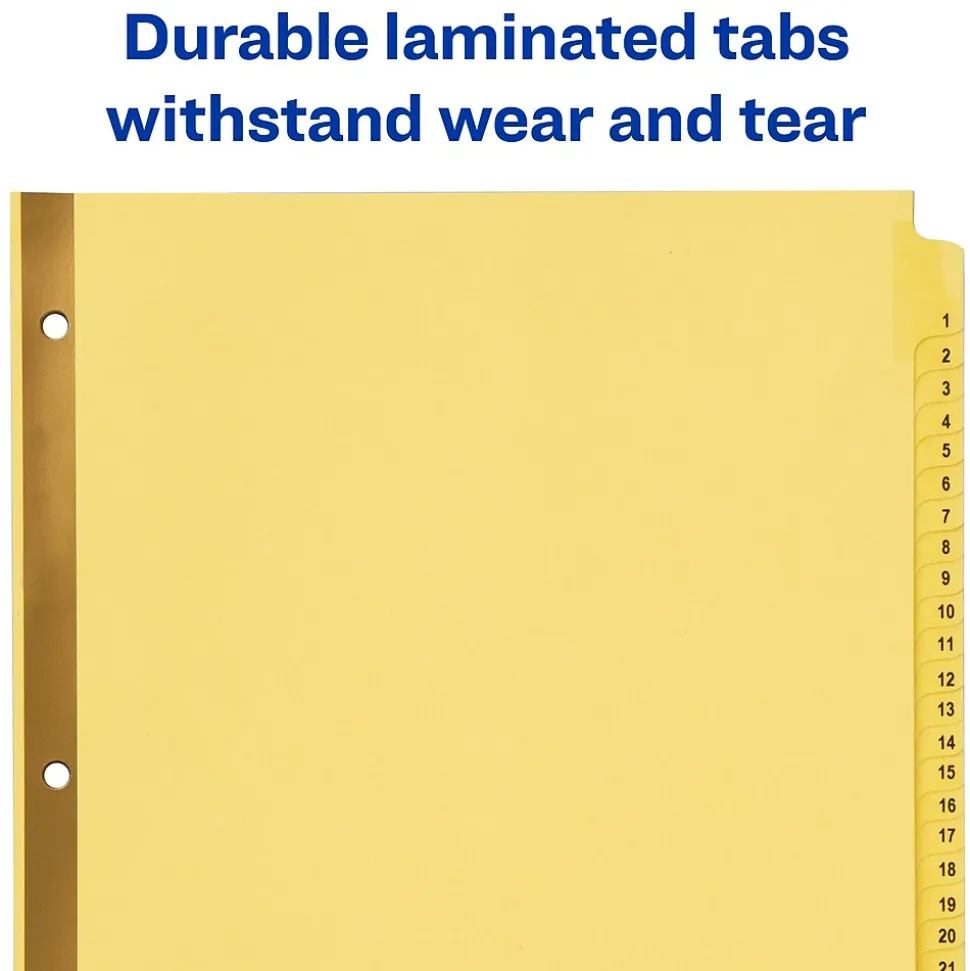 Avery Pre-Printed Paper Dividers with Laminated Tabs, 1-31 Tabs, Buff, Gold Reinforced (11308)