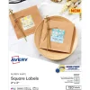 Avery Print-to-the-Edge Laser/Inkjet Square Labels, 2" x 2", Glossy White, 120 Labels/Pack (22565)