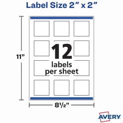 Avery Print-to-the-Edge Laser/Inkjet Square Labels, 2