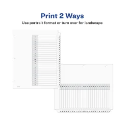 Avery Ready Index Customizable Table of Contents A-Z Tab Dividers, White Tabs, 6 Sets (11829)