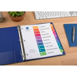 Avery Ready Index Table of Contents Paper Dividers, 1-10 Tabs, Multicolor (11135)
