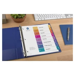 Avery Ready Index Table of Contents Paper Dividers, 1-8 Tabs, Multicolor (11133)