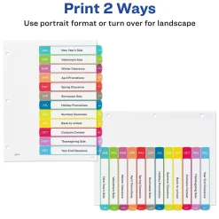 Avery Ready Index Table of Contents Paper Dividers, 1-12 Tabs, Contemporary Multicolor (11847)