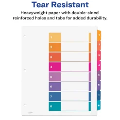 Avery Ready Index Table of Contents Extra-Wide Paper Dividers, 1-8 Tab, Multicolor (11163)