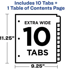 Avery Ready Index Table of Contents Extra-Wide Paper Dividers, 1-10 Tab, Multicolor (11165)