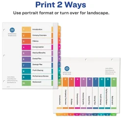 Avery Ready Index Table of Contents Extra-Wide Paper Dividers, 1-10 Tab, Multicolor (11165)