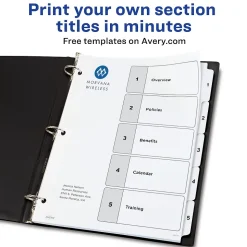 Avery Ready Index Table of Contents Paper Dividers, 1-5 Tabs, White (11130)