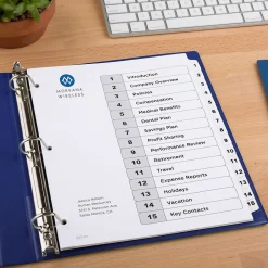 Avery Ready Index Table of Contents Paper Dividers, 1-15 Tabs, White (11142)