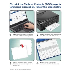 Avery Ready Index Table of Contents Paper Dividers, 1-10 Tabs, White (11134)
