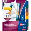 Avery Ready Index Table of Contents Plastic Dividers, 1-8 Tabs, Multicolor (11817)
