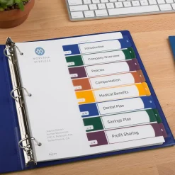 Avery Ready Index Table of Contents Plastic Dividers, 1-8 Tabs, Multicolor (11817)