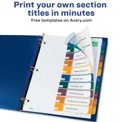 Avery Ready Index Table of Contents Plastic Dividers, 1-10 Tabs, Multicolor (11818)