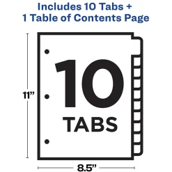 Avery Ready Index Table of Contents Plastic Dividers, 1-10 Tabs, Multicolor (11818)