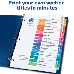 Avery Ready Index Table of Contents Paper Dividers, 1-15 Tabs, Multicolor, 6 Sets/Pack (11197)