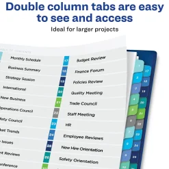 Avery Ready Index Table of Contents Double Column Paper Dividers, 1-32 Tabs, Multicolor (11322)