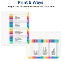 Avery Ready Index Table of Contents EcoFriendly Paper Dividers, A-Z Tabs, Multicolor (11085)
