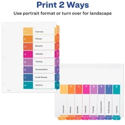Avery Ready Index Table of Contents EcoFriendly Paper Dividers, 1-8 Tabs, Multicolor, 3 Sets/Pack (11081)
