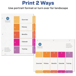 Avery Ready Index Table of Contents Paper Dividers, 1-5 Tabs, Multicolor, 24 Sets/Box (11167)
