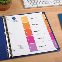 Avery Ready Index Table of Contents Paper Dividers, 1-5 Tabs, Multicolor, 24 Sets/Box (11167)