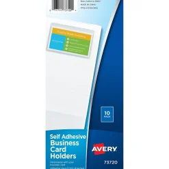 Avery Self-Adhesive Business Card Holders, Holds 2" x 3.5" Cards, Clear, Top Loading, 10/Pack (73720)