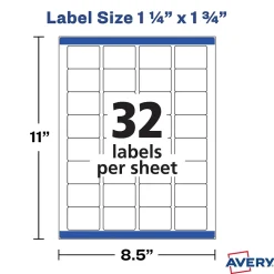 Avery Sure Feed Laser/Inkjet Durable Labels, 1.25