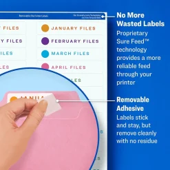 Avery Sure Feed Laser/Inkjet File Folder Labels, 2/3" x 3-7/16", White, 750 Labels/Pack (8066)