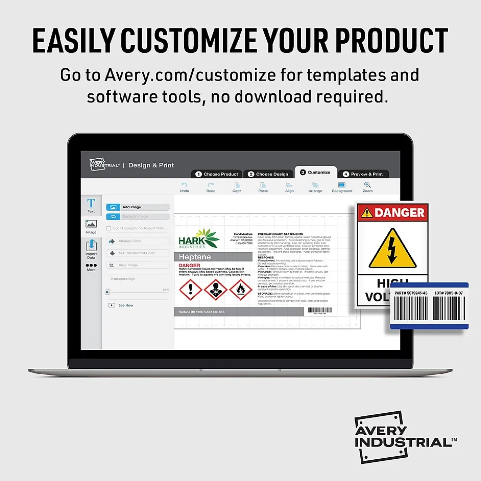 Avery Surface Safe Laser/Inkjet Label Safety Signs, 3 1/2" x 5", White, 60 Labels/Pack (61514)