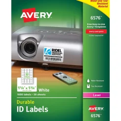 Avery TrueBlock Laser Durable ID Labels, 1-1/4" x 1-3/4", White, 1,600 Labels/Box (6576)