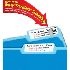 Avery TrueBlock Laser/Inkjet Extra Large File Folder Labels, 15/16