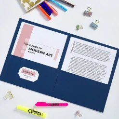 Avery Two-Pocket Folders, Dark Blue, 25/Box (47985)