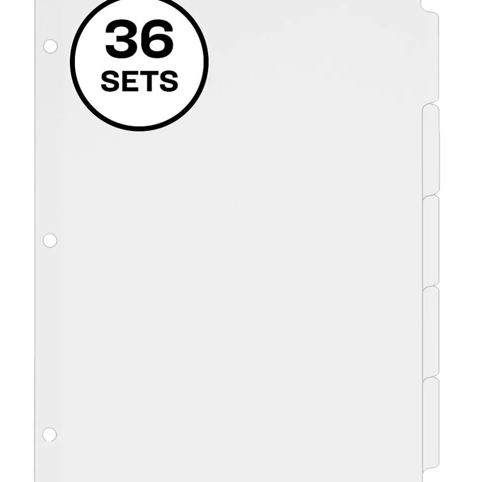 Avery Write & Erase Paper Dividers, 5 Tabs, White, 36 Sets/Box (11506)