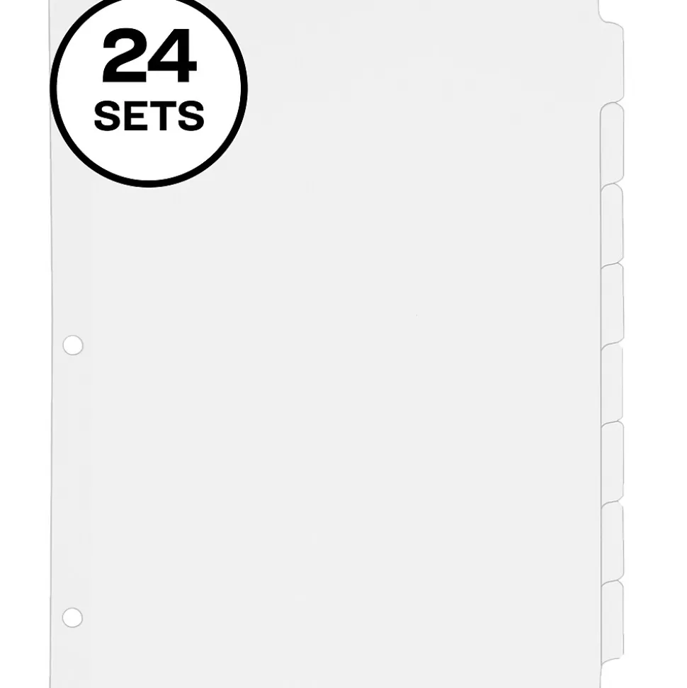 Avery Write & Erase Paper Dividers, 8 Tabs, White, 24 Sets/Box (11507)